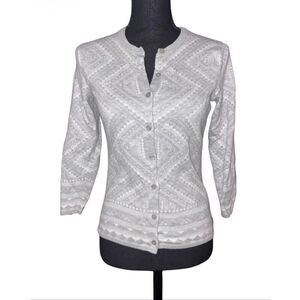 Bass Geometric Button Up Cardigan